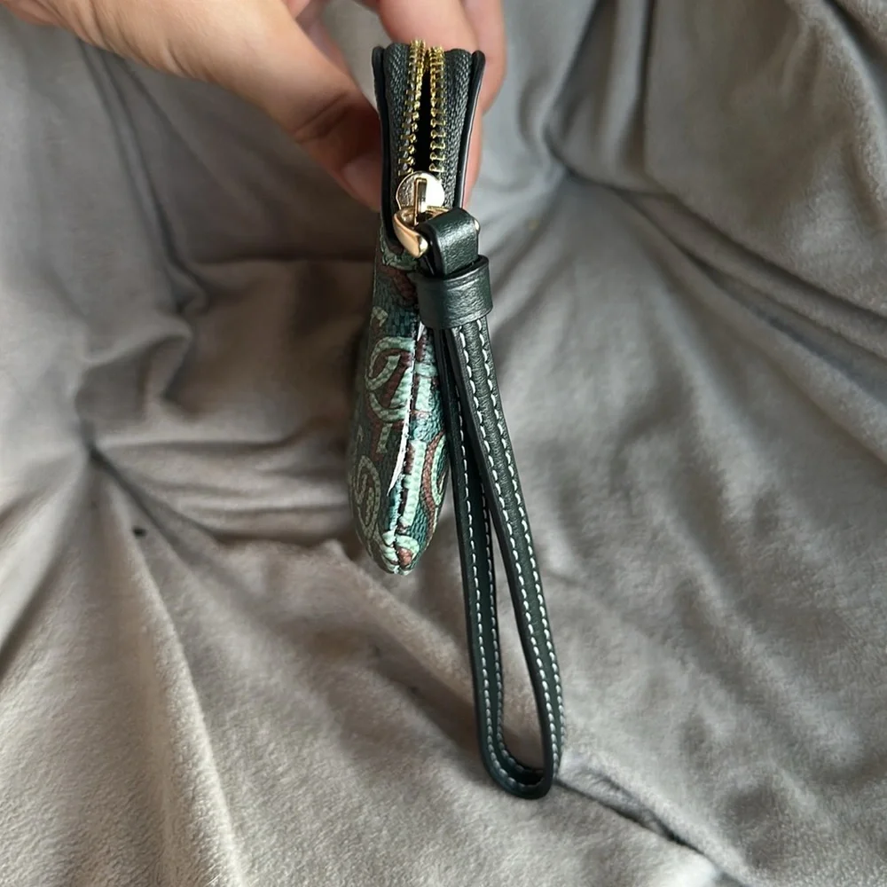 Coach Black and Green Monogram Clutch